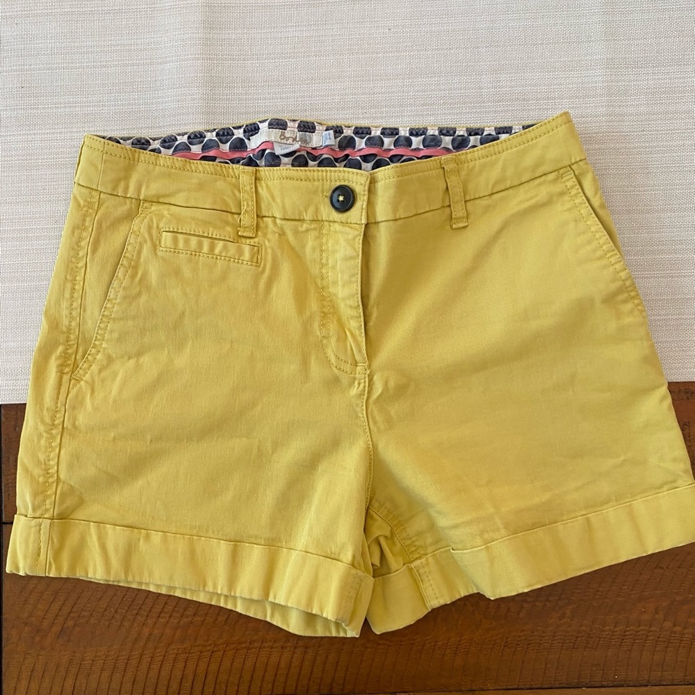 BODEN gold/green chino shorts size 4